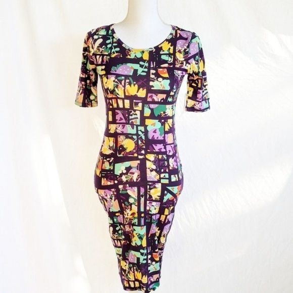 Lularoe Julia Dress XXS Purple Floral - Picture 1 of 11